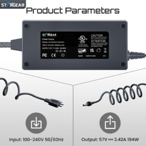 Starlink Gen 3 Charger, 195W AC Power Adapter for Starlink Standard Replacement Starlink Accessories Starlink Power Supply Cable, 57V 3.42A Power Supply with AC Cord