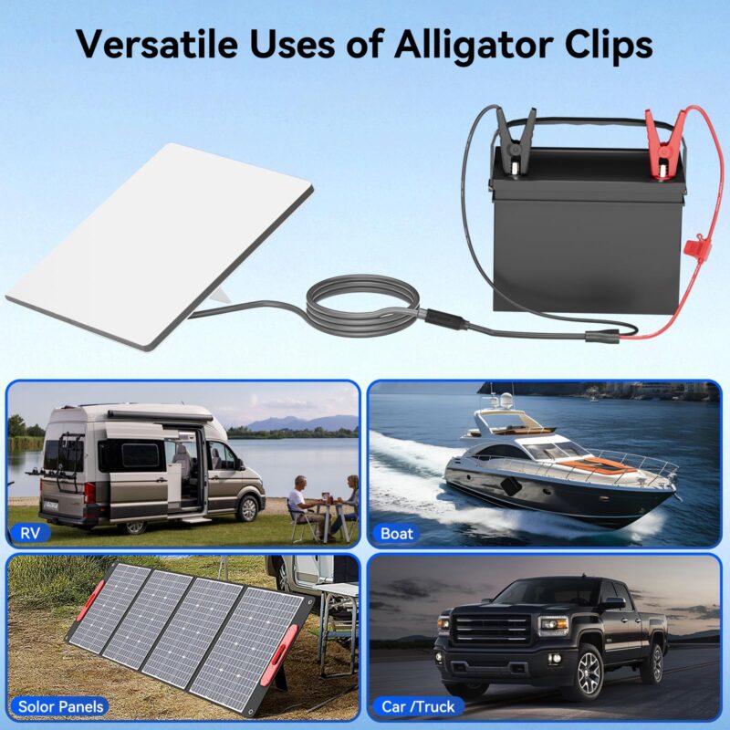 Starink Mini 12V Adapter, Alligator Clips to DC Cable Adapter 12-48V Input for Starlink Mini, 12AWG DC Power Cable with 20A Fuse Protection, DC5521 Female Connector for RV, Boat, Car Battery