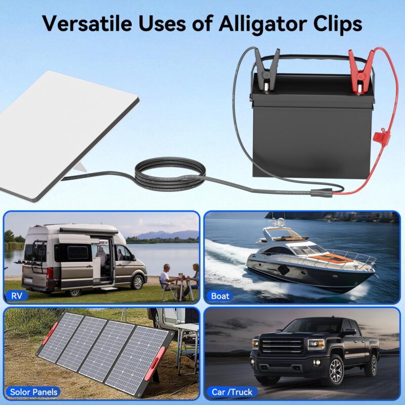 Starlink Mini Power Cable, Alligator Clips to DC Cable 12-48V Input Adapter for Starlink Mini, 12AWG DC Power Cable with 20A Fuse Protection, DC5521 Male Connector for RV, Boat, Car Battery(6.5FT)