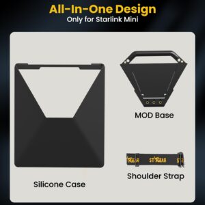 Starlink Mini Protective Cover Case, Portable Protector with 7 1/4"-20 Nuts for DIYer-Friendly to Expand as Starlink Mini Mount, Silicone Cover with Sturdy Handle Shoulder Strap for Satellite Dish