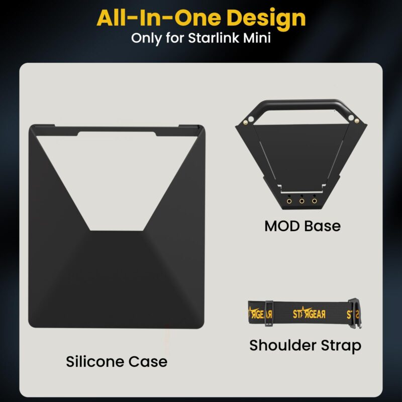 Starlink Mini Protective Cover Case, Portable Protector with 7 1/4"-20 Nuts for DIYer-Friendly to Expand as Starlink Mini Mount, Silicone Cover with Sturdy Handle Shoulder Strap for Satellite Dish