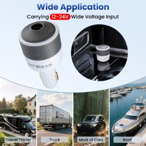 Starlink Mini Car Adapter 12V to 24V DC Step Up Converter with 60W Car Cigarette Lighter Adapter, Starlink Mini 12V Adapters Supports 16 AWG Official 30M, Ideal for RV, Boat, Trailer