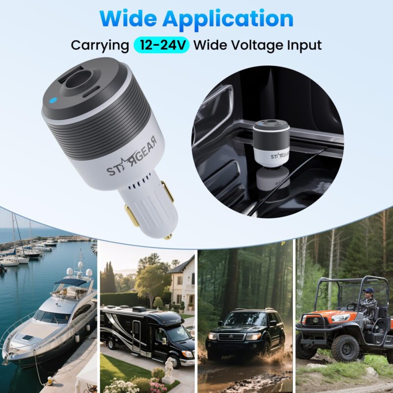 Starlink Mini Car Adapter, 3-in-1 Car Charger for Starlink Mini, 12V to 24V DC Step Up Converter with Dual USB Ports, Cigarette Lighter Adapter for Starlink Mini Power Supply,Ideal for RV,Boat,Trailer