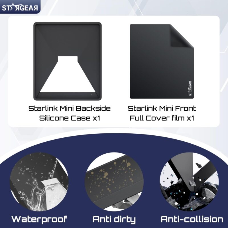 8 Starlink Mini Case, Mini Protective Cover Liquid Silicone Case for Starlink Satellite Dish, Accessories for Starlink Portable Full Cover Shell with Black Sticker