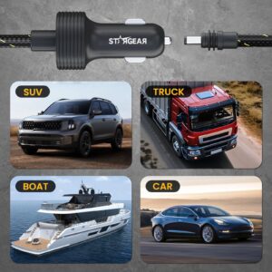 Starlink Mini Cable 12V Power Cable , Braided Wear Resistant Starlink Mini Accessories Cigarette Lighter to DC Cord, 12V to 48V Car Charger Car Adapter