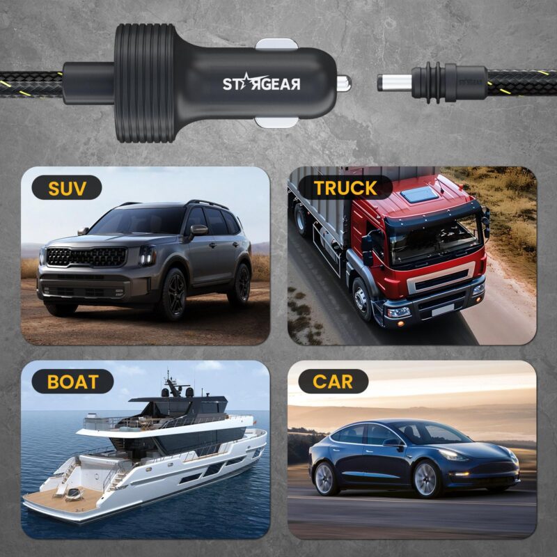 Starlink Mini Cable 12V Power Cable , Braided Wear Resistant Starlink Mini Accessories Cigarette Lighter to DC Cord, 12V to 48V Car Charger Car Adapter