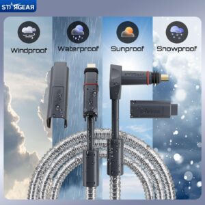 Starlink Gen 2 Cable 75FT, Heavy Duty Starlink Ethenet Cable Power Cable Replacement Extension Cord Stainless Steel Sleeve Starlink Accessories