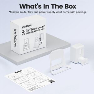 Starlink Router Mount, 2 in1 Wall Mount for Starlink Router Mini and Power Supply Mounting Kit, Hidden Power Adapter Holder for RV/Home/Office, Officially Compatible with Starlinks Mini Mesh Routers