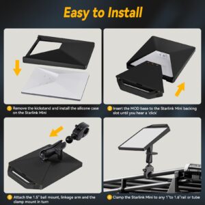 Starlink Mini Clamp Mount with Protective Silicone Case, 2 in 1 Satellite Dish Mounting Kit & Cover with Adjustable Clamp Mount Handle Shoulder Strap & 1/4"-20 Nuts for RVs Car Boat/Road Trip