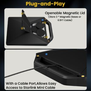 Starlink Mini Magnetic Mount with Protective Silicone Case, 2 in 1 Satellite Dish Mounting Kit & Cover with 200lbs Magnet Bases Handle Shoulder Strap & 1/4"-20 Nuts for RVs Car Boat/Road Trip