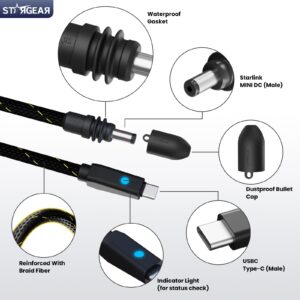 Starlink Mini Cable 6.5FT, Max 140W Input Starlink Mini USB C to DC Power Cable with Indicator Light, Braided Wear-Resistant for 16AWG, Work with 20V/65W, 20V/100W, 28V/140W PD Power Source