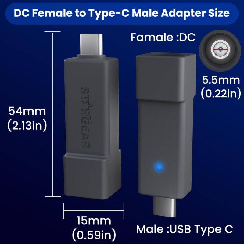 9 Starlink Mini Cable Adapter, USB C to DC Adapter Power Cable Adapter for Starlink Mini, USB C Male to DC Female for Power Cord Work with 20V/65W, 20V/100W, 28V/140W PD Power Source