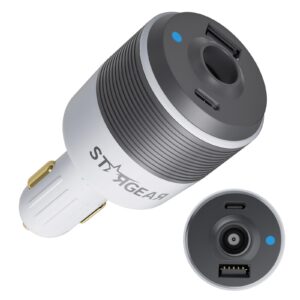 Starlink Mini Car Adapter, 3-in-1 Car Charger for Starlink Mini, 12V to 24V DC Step Up Converter with Dual USB Ports, Cigarette Lighter Adapter for Starlink Mini Power Supply,Ideal for RV,Boat,Trailer