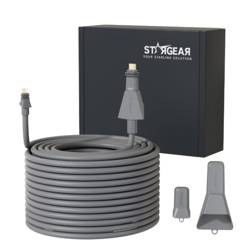 1 32.8FT Starlink Cable Flat High Performance Cable, 22AWG Starlink Accessories Replacement FHP Power Cord Waterproof with End Caps