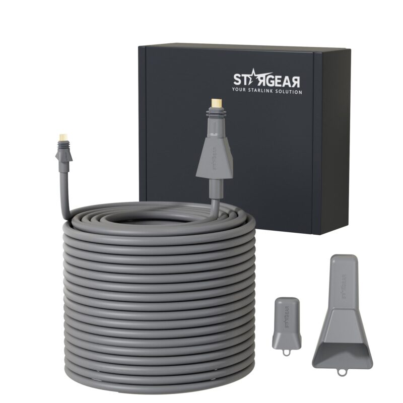 82FT Starlink Cable Flat High Performance Cable, 22AWG Starlink Accessories Replacement FHP Power Cord Waterproof with End Caps