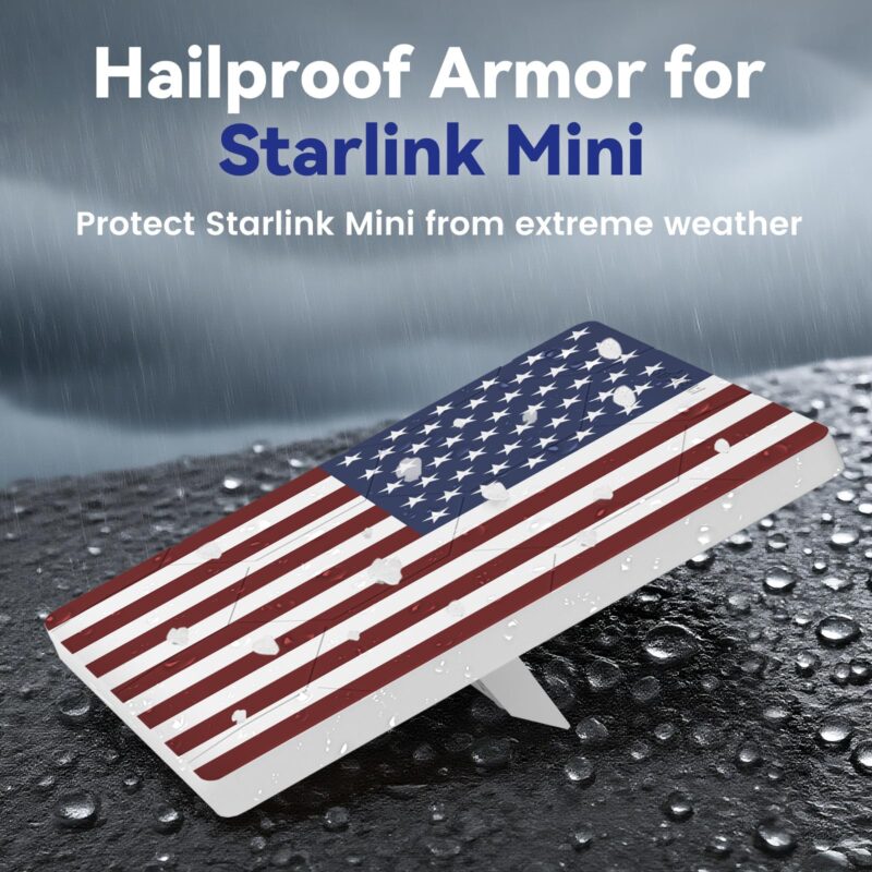 Starlink Mini Protective Cover Case, Hailproof Liquid Silicone Protective Case for Starlink Mini Dish, Starlink Minis Accessories Waterproof Shockproof Portable for Outdoor Camping, Flag