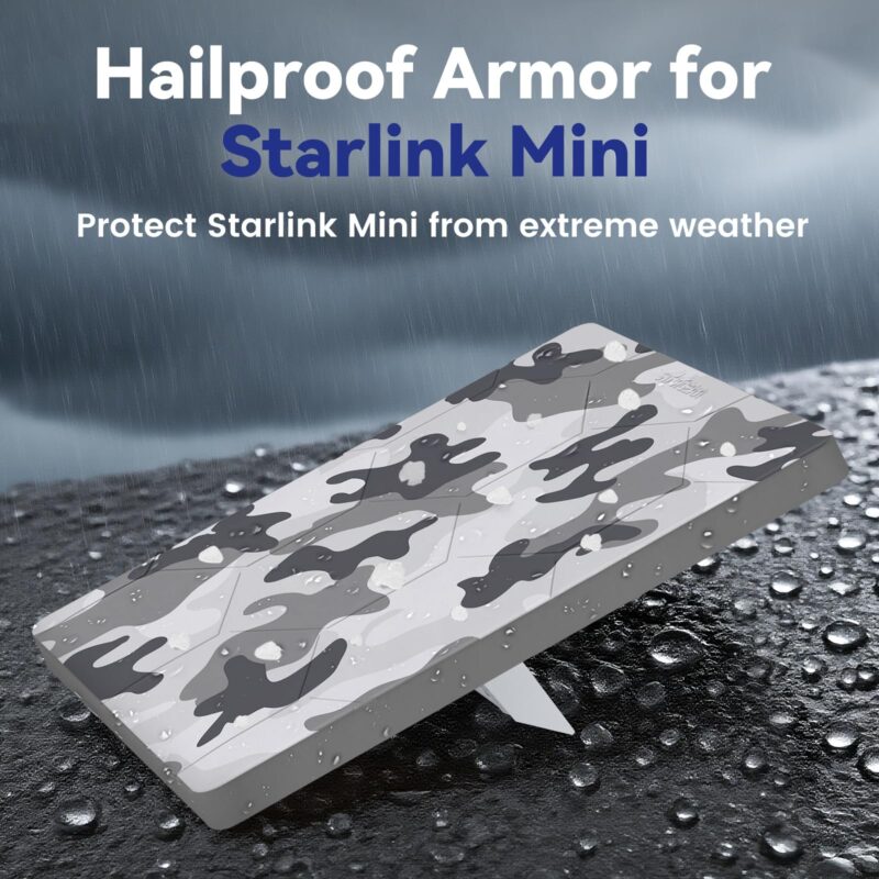 Starlink Mini Protective Cover Case, Hailproof Liquid Silicone Protective Case for Starlink Mini Dish, Starlink Minis Accessories Waterproof Shockproof Portable (Camo)