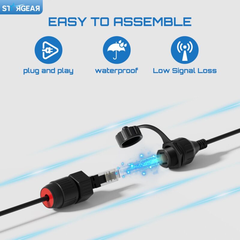 Starlink Cable SPX to RJ45 Adapters, Starlink Ethernet Adapter for Star Link Gen 2 Dishy & Router with Waterproof Kits (Pair)