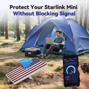 Starlink Mini Protective Cover Case, Hailproof Liquid Silicone Protective Case for Starlink Mini Dish, Starlink Minis Accessories Waterproof Shockproof Portable for Outdoor Camping, Flag