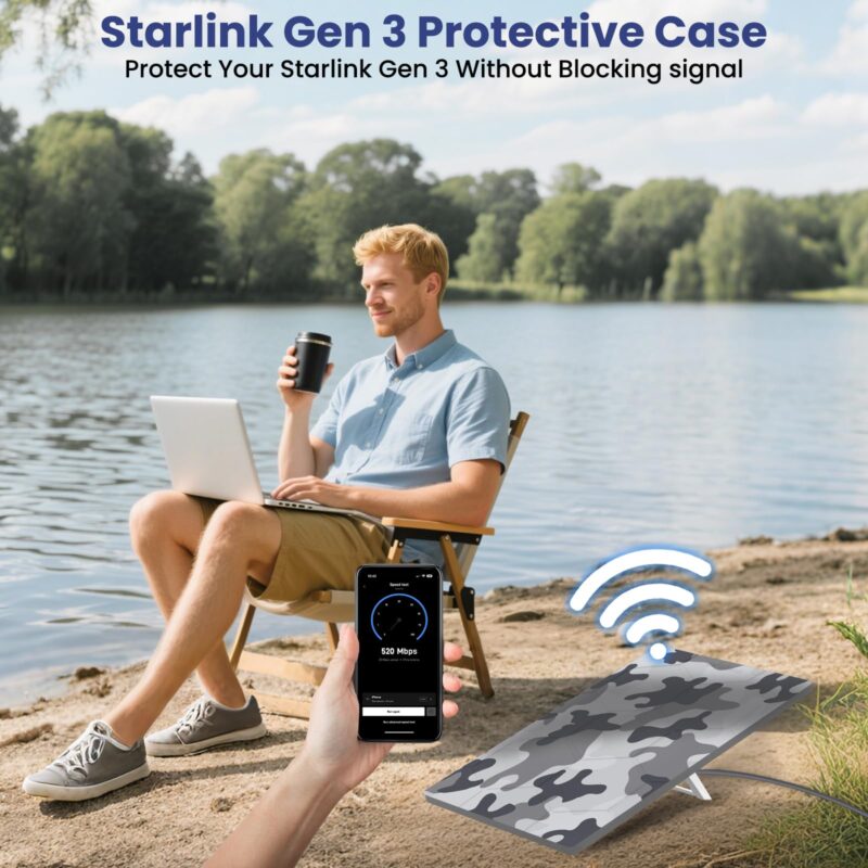 5 Protective Cover Case for Starlink Gen 3, SL Standard Gen 3 Case for Satellite Dish, Silicone Hail Protector Cover for Starlink Standard, Waterproof,Impact Resistant to Rocks/Sand/Hail, Camo