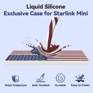 Starlink Mini Protective Cover Case, Hailproof Liquid Silicone Protective Case for Starlink Mini Dish, Starlink Minis Accessories Waterproof Shockproof Portable for Outdoor Camping, Flag