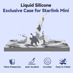 Starlink Mini Protective Cover Case, Hailproof Liquid Silicone Protective Case for Starlink Mini Dish, Starlink Minis Accessories Waterproof Shockproof Portable (Camo)