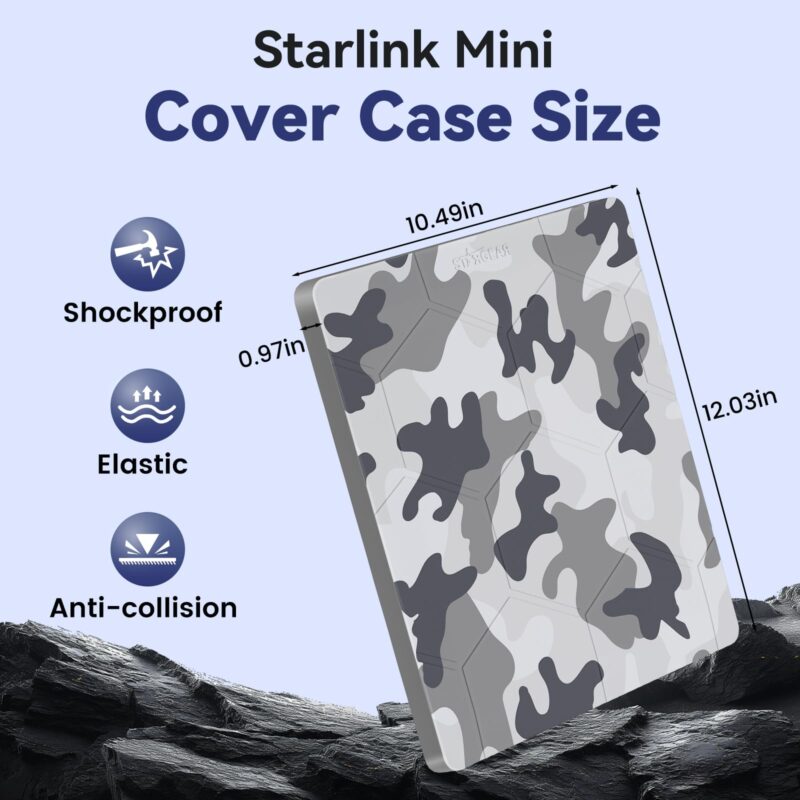 Starlink Mini Protective Cover Case, Hailproof Liquid Silicone Protective Case for Starlink Mini Dish, Starlink Minis Accessories Waterproof Shockproof Portable (Camo)