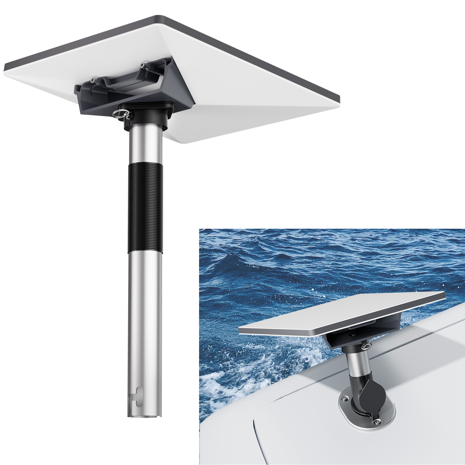 Starlink Mini Mount, Heavy-Duty & Lockable Starlink Mini Boat Mount, Marine-Grade 360° Swive Fishing Rod Holder Mount for Satellite Dish, Starlink Mini Kit for Boats Yachts Sailboats Trawlers