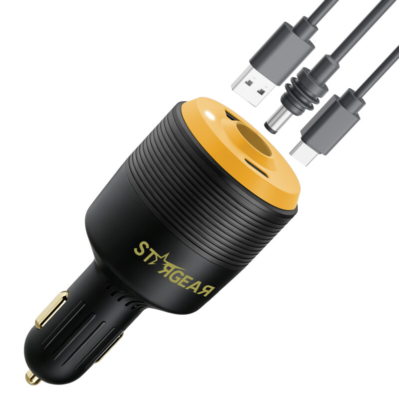 Starlink Mini 3-in-1 Car Adapter, 12V to 30V DC Step Up Converter with Dual USB Ports, 60W Car Cigarette Lighter Adapter for Starlink Mini, Supports 16AWG 50M Cable,Ideal for RV,Boat,Trailer
