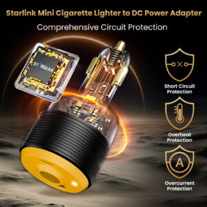 Starlink Mini 3-in-1 Car Adapter, 12V to 30V DC Step Up Converter with Dual USB Ports, 60W Car Cigarette Lighter Adapter for Starlink Mini, Supports 16AWG 50M Cable,Ideal for RV,Boat,Trailer