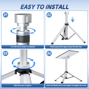 副图6 Starlink Mini Tripod Mount, All Aluminum Portable Starlink Mini Mount, Stable Tripod Stand Compatible with New & Old Pipe Mount Adapters, Starlink Mini Kit Accessories for RV Travel Camping