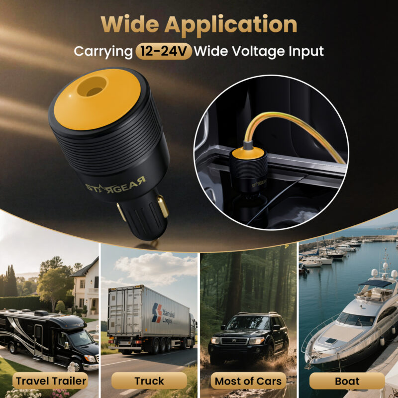 Starlink Mini Car Adapter 12V to 30V DC Step Up Converter with White Indicator Light, 60W Car Cigarette Lighter Adapter for Starlink Mini, Supports 16AWG 50M Cable, Ideal for RV,Boat,Trailer