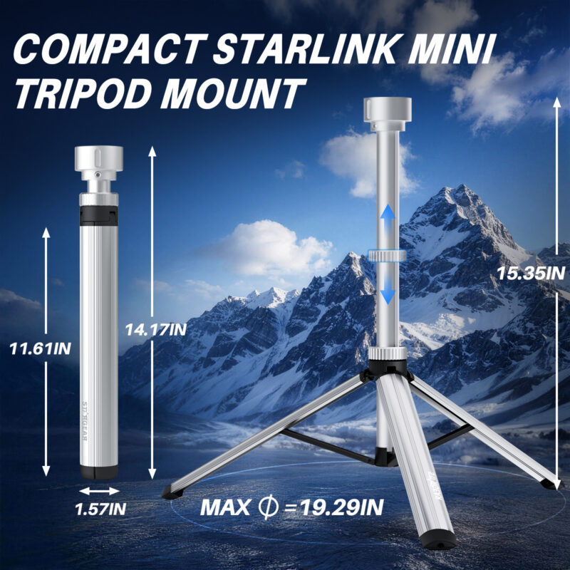 副图8 Starlink Mini Tripod Mount, All Aluminum Portable Starlink Mini Mount, Stable Tripod Stand Compatible with New & Old Pipe Mount Adapters, Starlink Mini Kit Accessories for RV Travel Camping