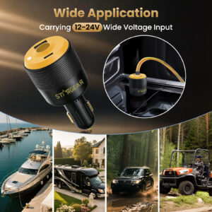Starlink Mini 3-in-1 Car Adapter, 12V to 30V DC Step Up Converter with Dual USB Ports, 60W Car Cigarette Lighter Adapter for Starlink Mini, Supports 16AWG 50M Cable,Ideal for RV,Boat,Trailer