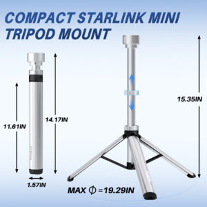 副图9(3)(1) Starlink Mini Tripod Mount, All Aluminum Portable Starlink Mini Mount, Stable Tripod Stand Compatible with New & Old Pipe Mount Adapters, Starlink Mini Kit Accessories for RV Travel Camping