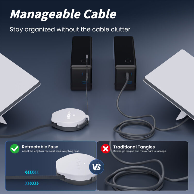Starlink Mini Cable 6.5FT, USB-C Retractable Cable with Smart Protocol Chip, 140W Starlink USB C to DC Power Cable with Indicator Light, Work with 20V/100W, 28V/140W PD Power Source