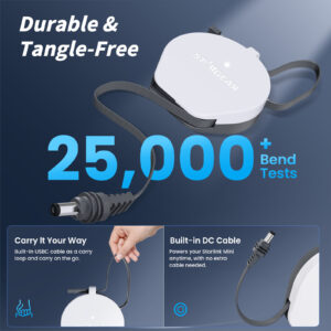 Starlink Mini Cable 6.5FT, USB-C Retractable Cable with Smart Protocol Chip, 140W Starlink USB C to DC Power Cable with Indicator Light, Work with 20V/100W, 28V/140W PD Power Source