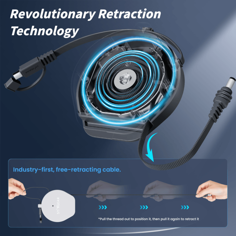 Starlink Mini Cable 6.5FT, USB-C Retractable Cable with Smart Protocol Chip, 140W Starlink USB C to DC Power Cable with Indicator Light, Work with 20V/100W, 28V/140W PD Power Source