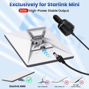 STARGEAR for Starlink Mini Car Adapter with 10FT DC Power Cable, Black