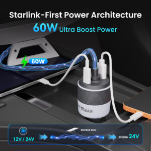 STARGEAR for Starlink Mini 3-in-1 Car Adapter with 16.4FT DC Power Cable