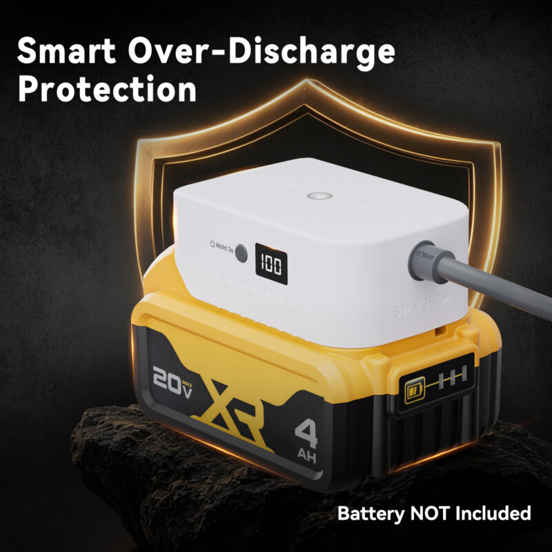 Starlink Mini Power Adapter for De.Walt 20V Battery, Over-Discharge Protection, Battery Level Display & ON/OFF Switch