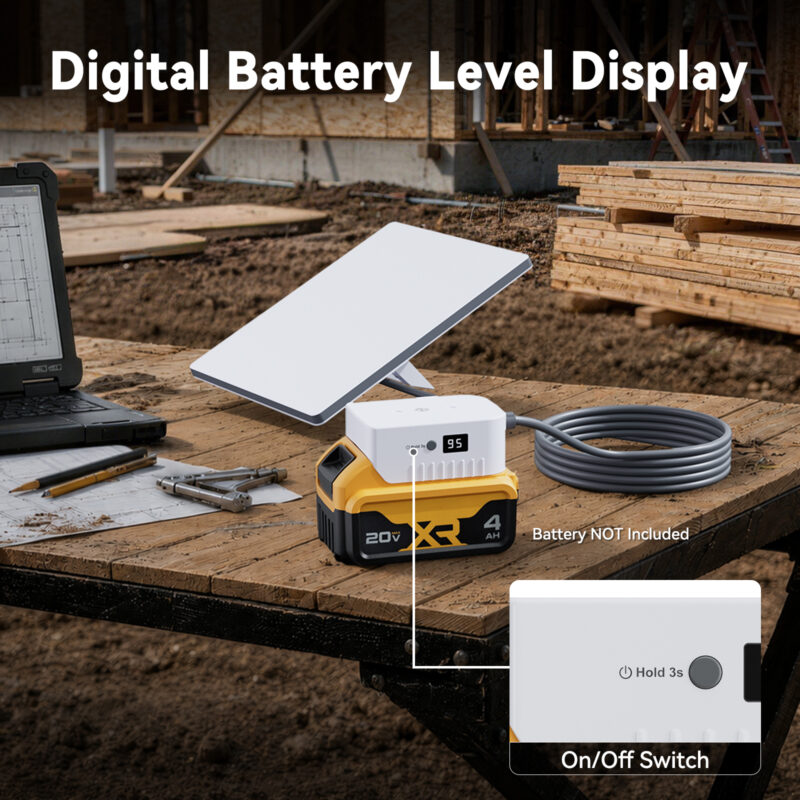 Starlink Mini Power Adapter for De.Walt 20V Battery, Over-Discharge Protection, Battery Level Display & ON/OFF Switch